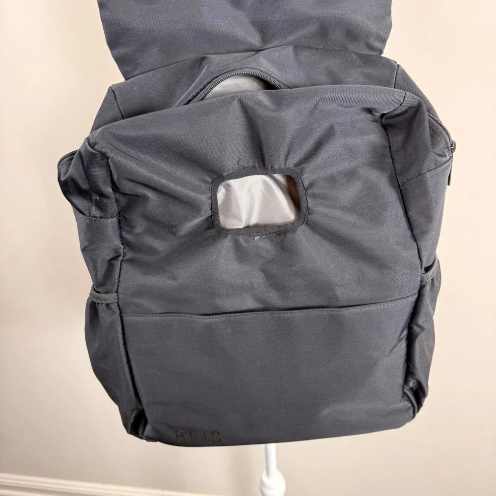 BEIS Diaper Bag Backpack Black Nylon Travel Laptop Bag with Trolley Sleeve
